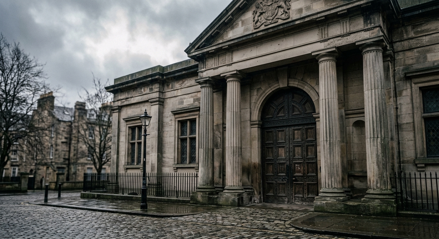 The exterior of a British Crown Court on an overcast day